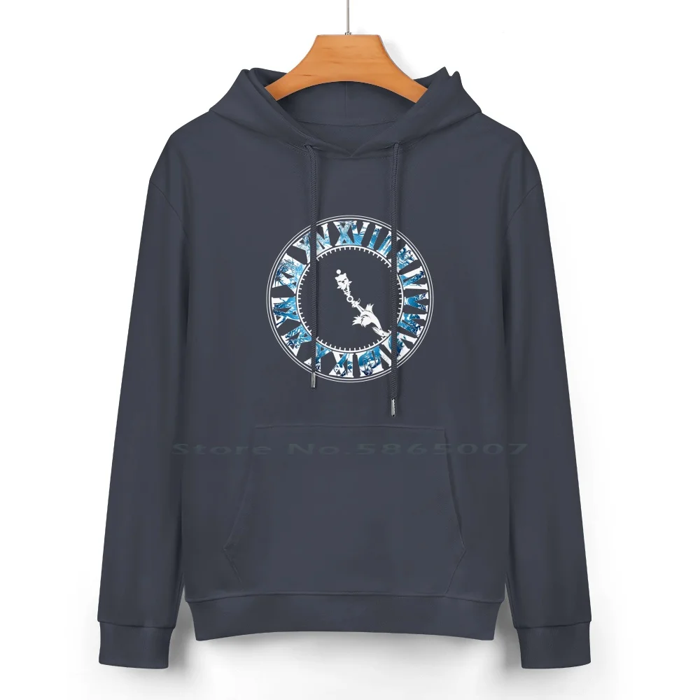 Final Fantasy-Final Hour ( Blue ) Pure Cotton Hoodie Sweater 24 Colors Finalfantasy Moogle Mogry Chocobo Time Blue Black White