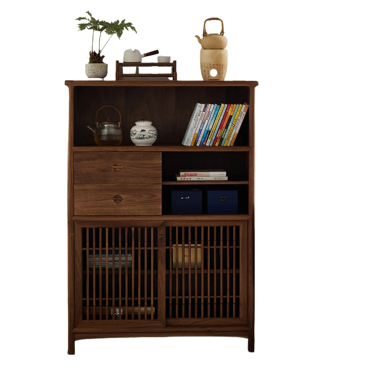 

#Handmade Black Walnut Wooden Space-Saving Metal Bookshelf for Apartment Living Room Office or Hotel Furniture
