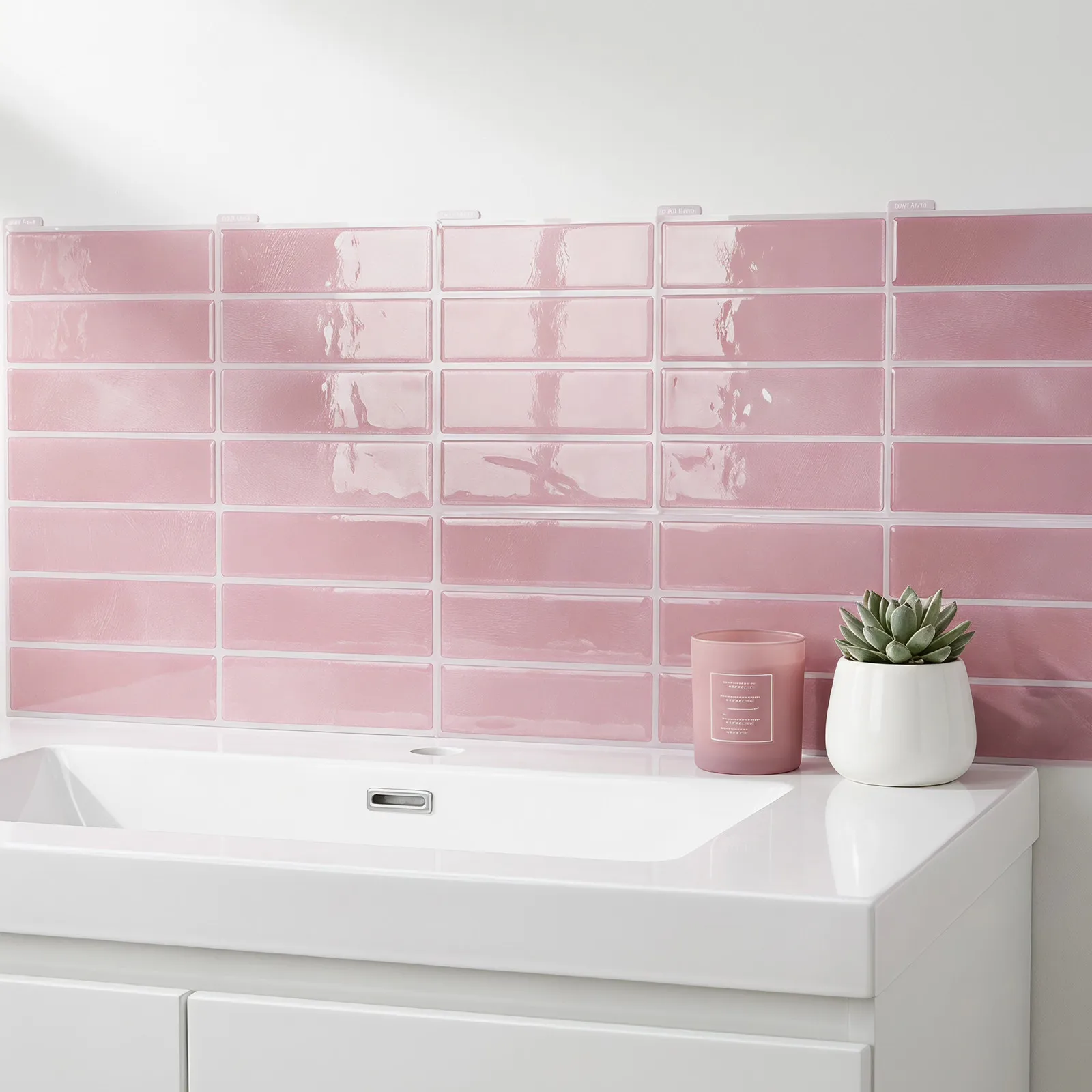 5pcs PET Self-Adhesive Epoxy Tile Sticker for Counter Peel and Stick Backsplash Waterproof Wall stickers Removable Mural Sticker