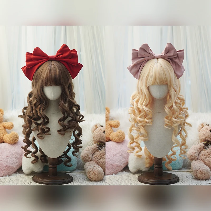 

Длинный вьющийся парик в стиле Лолиты 24 дюйма | Термостойкие синтетические волосы с челкой для косплея, Хэллоуина, аниме, праздничного платья