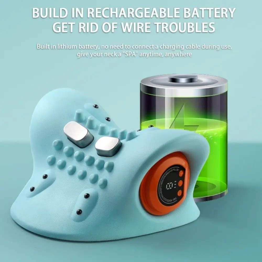 

Портативный массажер для шеи и головы с EMS-стимуляцией и низкочастотными импульсами, массажная подушка с пультом ДУ