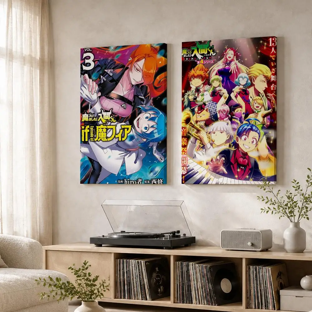 Welcome To Demon School Iruma-kun Framed Wall Painting Wood Canvas Poster For Living Room Bedroom Hallway Office Home Decor Gift