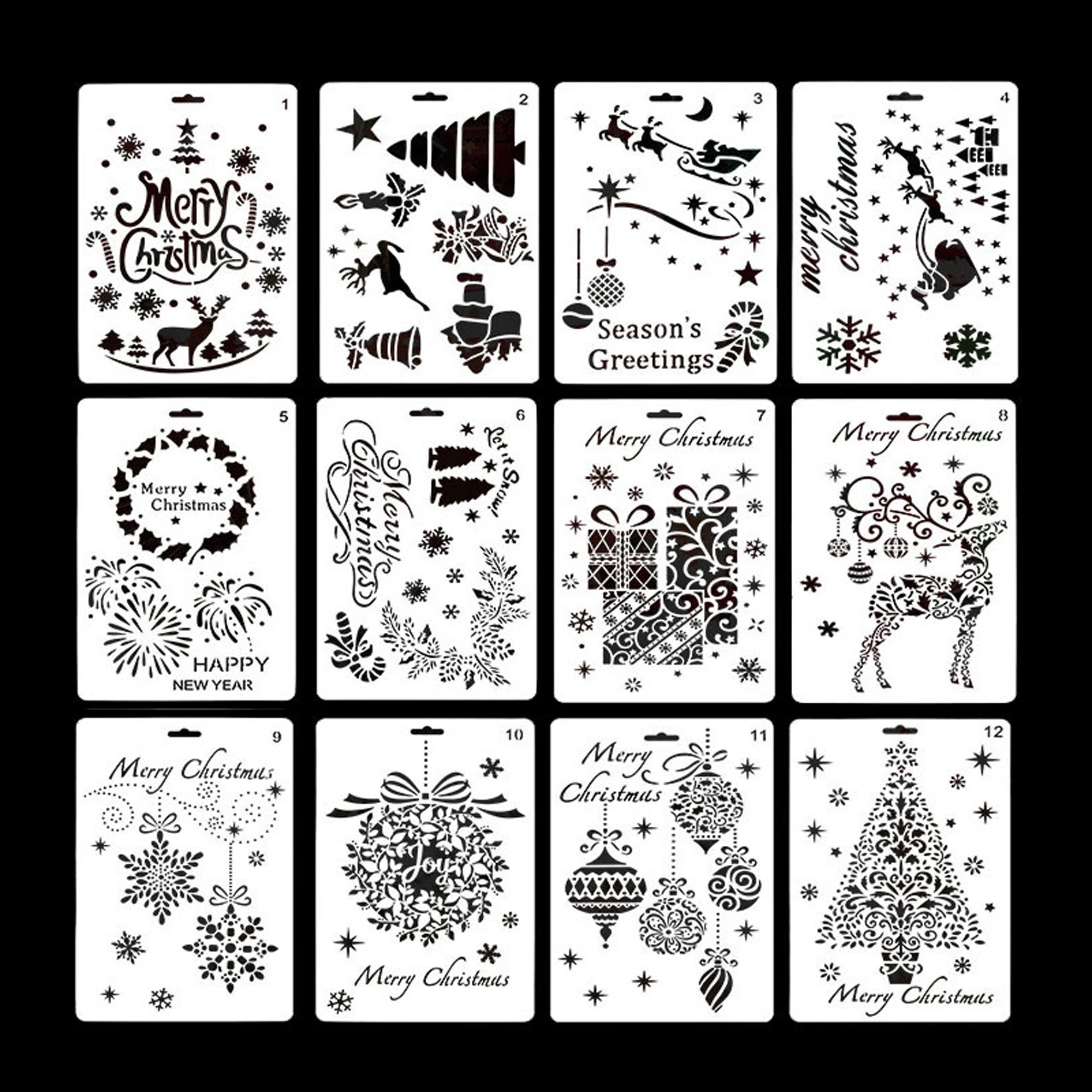 Christmas Themed DIY Painting Template Children's Hollow Hand Account Painting Template Handwritten Newspaper 17.6 × 26cm