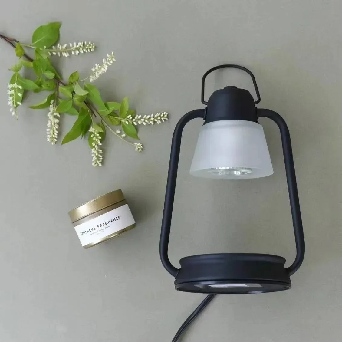 American Aromatherapy Candle Warmer Lamp Creative Bedroom Bedhead Flameless Aroma Melting Candle Lamp Retro Black Candle Warmer