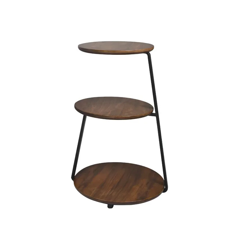 

American Retro Small Coffee Tables Solid Wood Sofa Side Table Living Room Furniture Modern Iron Creative Bedside Corner Table