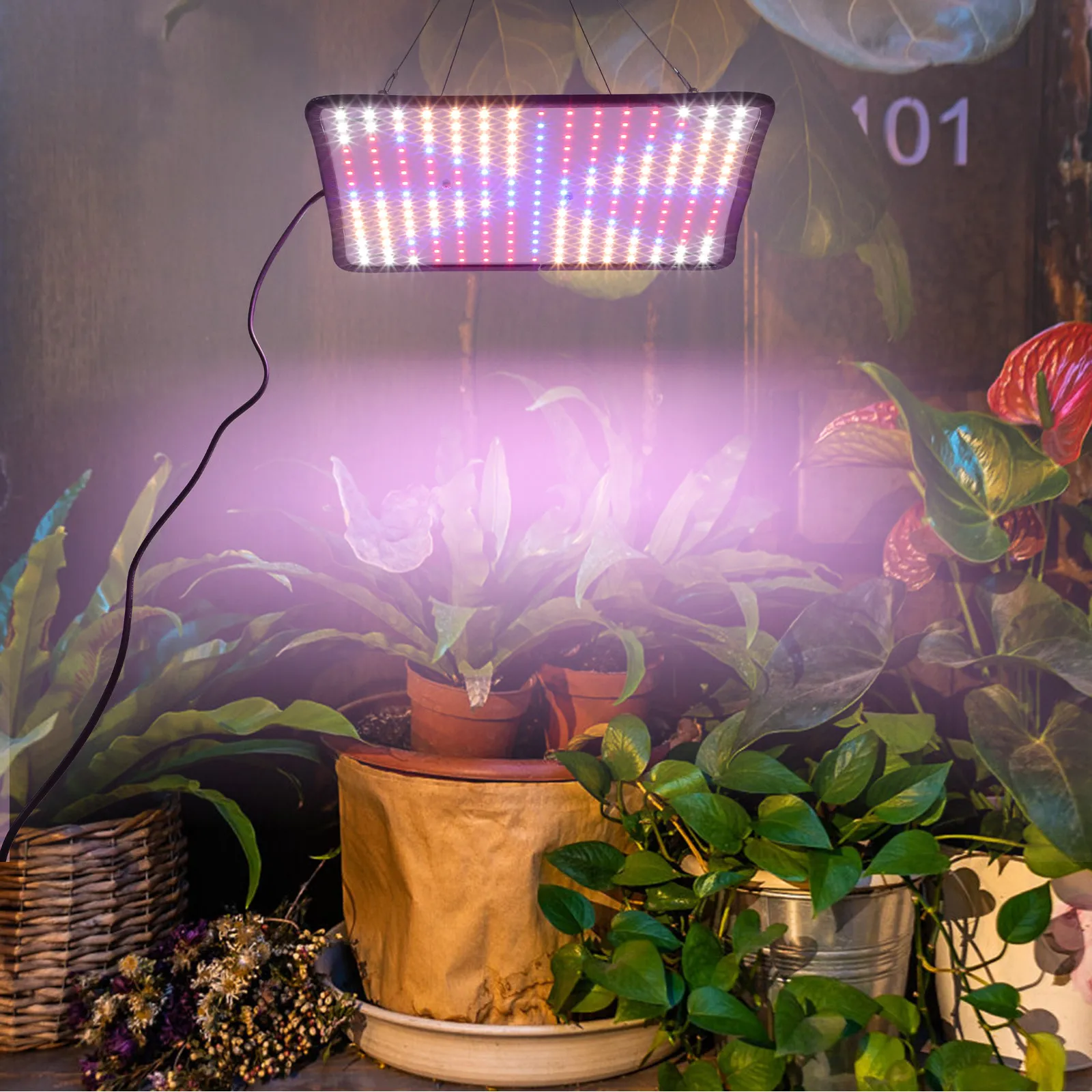 

Комплект из 1 шт. Премиум-лампа для растений с полным спектром LED, диммируемая, с цепью для легкой установки, для теплиц и помещений