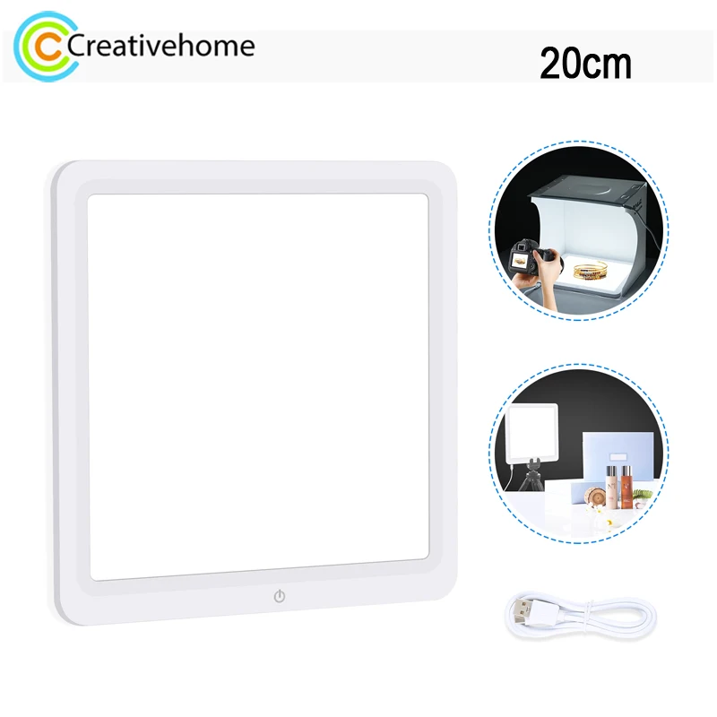 PULUZ 20cm LED Photography Shadowless Light Lamp Panel Pad, Acrylic Material, 20cm x 20cm Effective Area