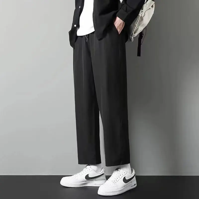 Pantaloni lunghi casual larghi sportivi drappeggiati a gamba dritta estiva da uomo in seta di ghiaccio Pantaloni casual sottili Qui Dry JIFANPAUL