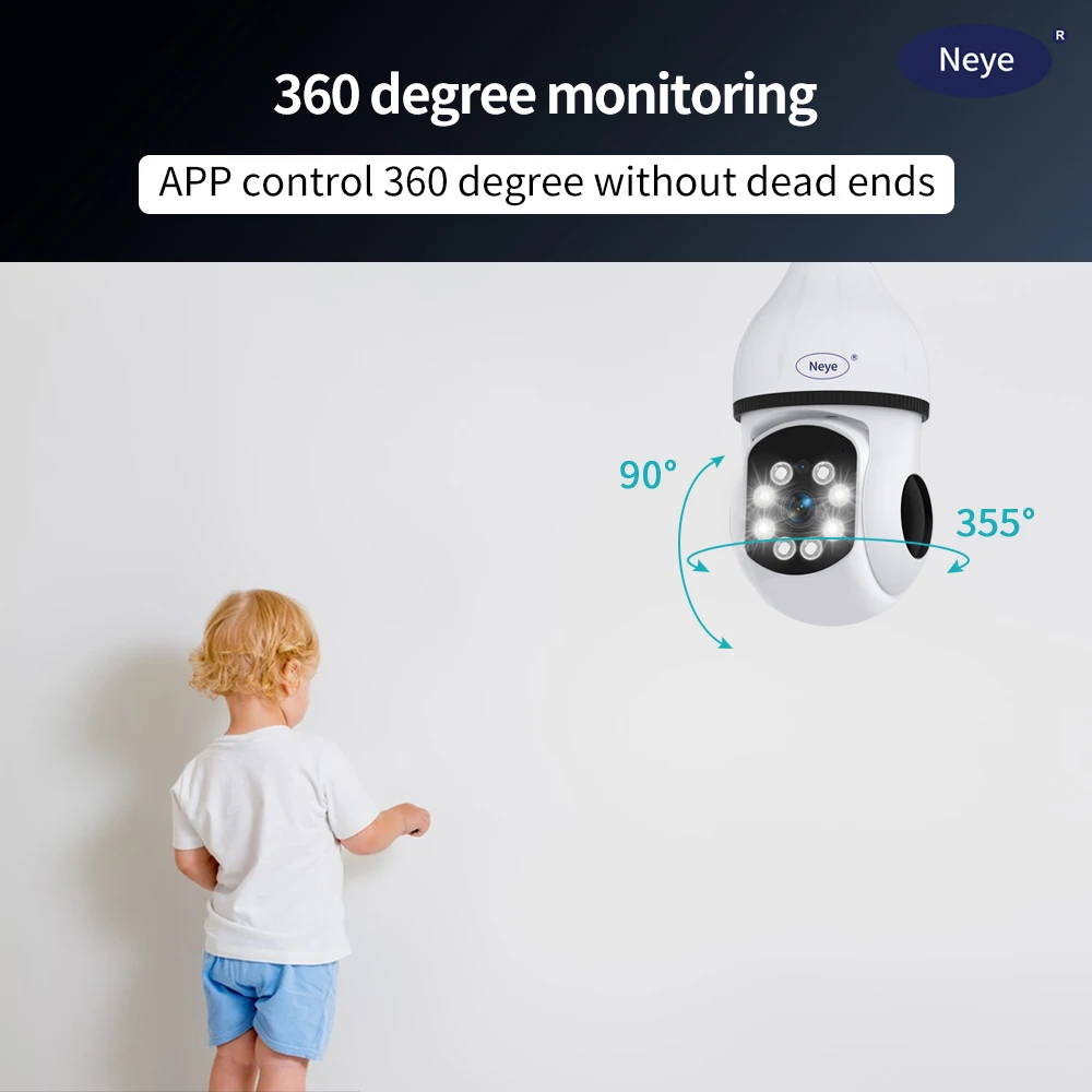 Cámara IP inalámbrica para interiores, Bombilla E27 de 8MP, 4K, 5G, WiFi, Zoom Digital 5X, detección humana IA, panorámica de 360 grados