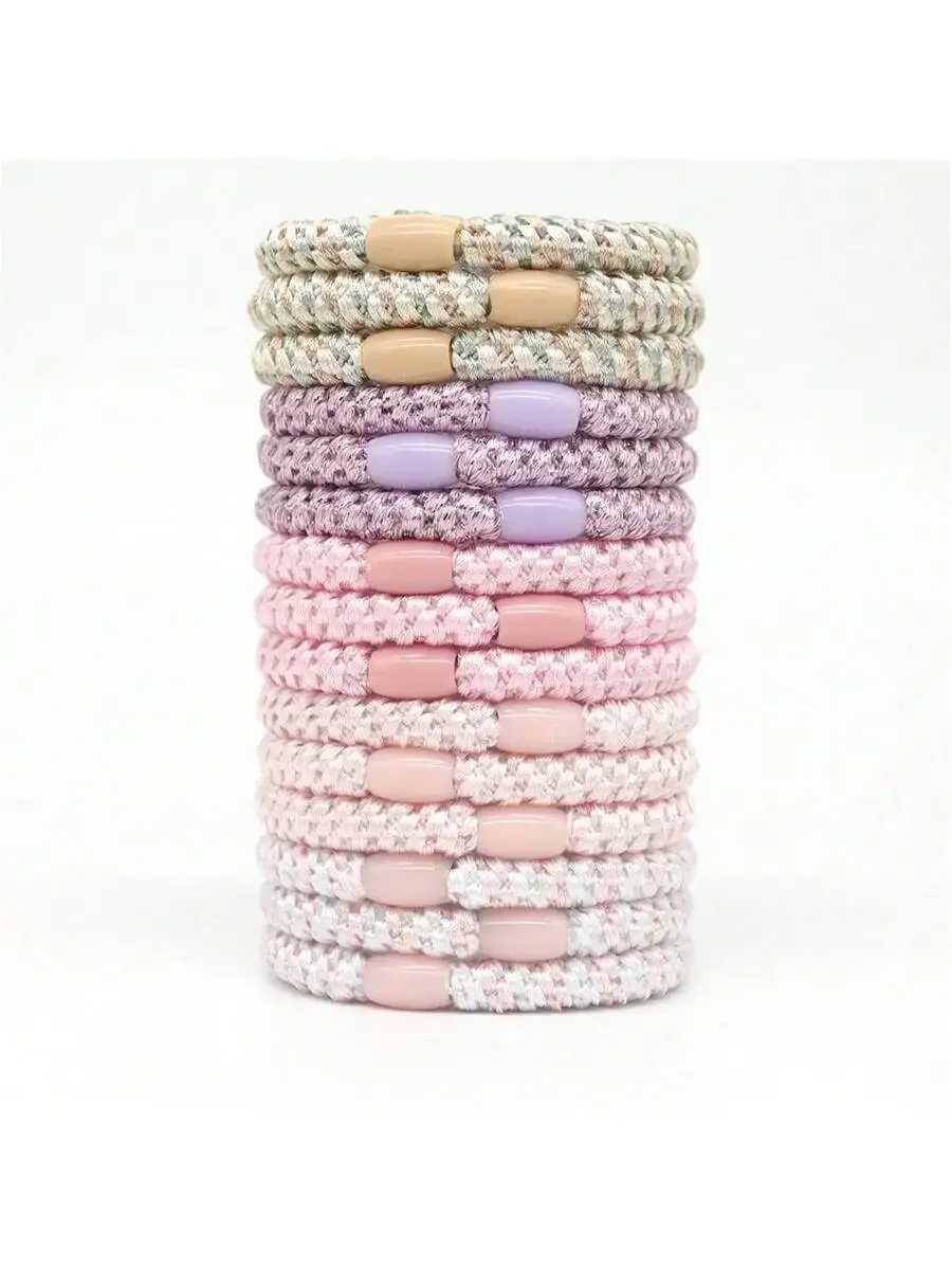 

15Pcs Elegant Braided Elastic Hair Ties For Thick Hair, Seamless No-Slip Ponytail Holders In Pastel Assorted Colors