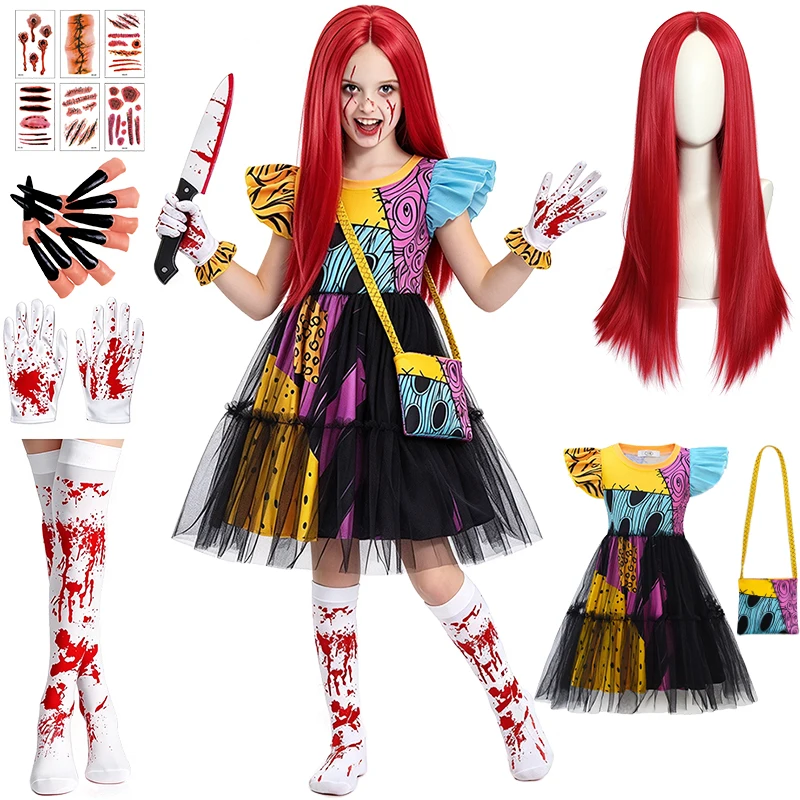 Nightmare Vampire Ghost Fantasy Girl Dress Halloween Cosplay Skeleton Zombie Horror Party Performance Carnival Children Costume