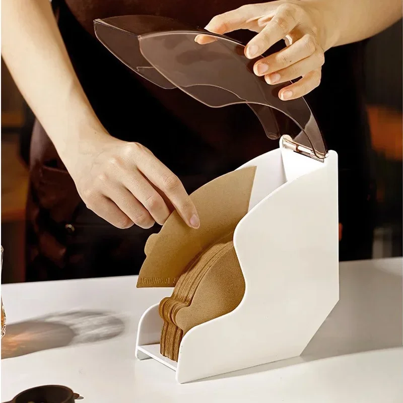 Portable Coffee Filter Box Can Hold 200 Sheets V-shaped Dust-proof Filter Box Filter Paper Storage Rack Barista Tools