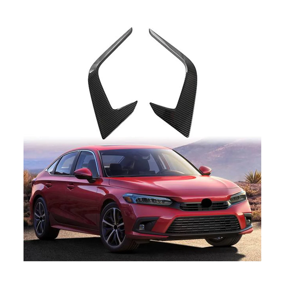 Front Bumper Splitter Spoiler Covers Trim Fog Lights Eyebrow Wind Knife Sticker for 11Th