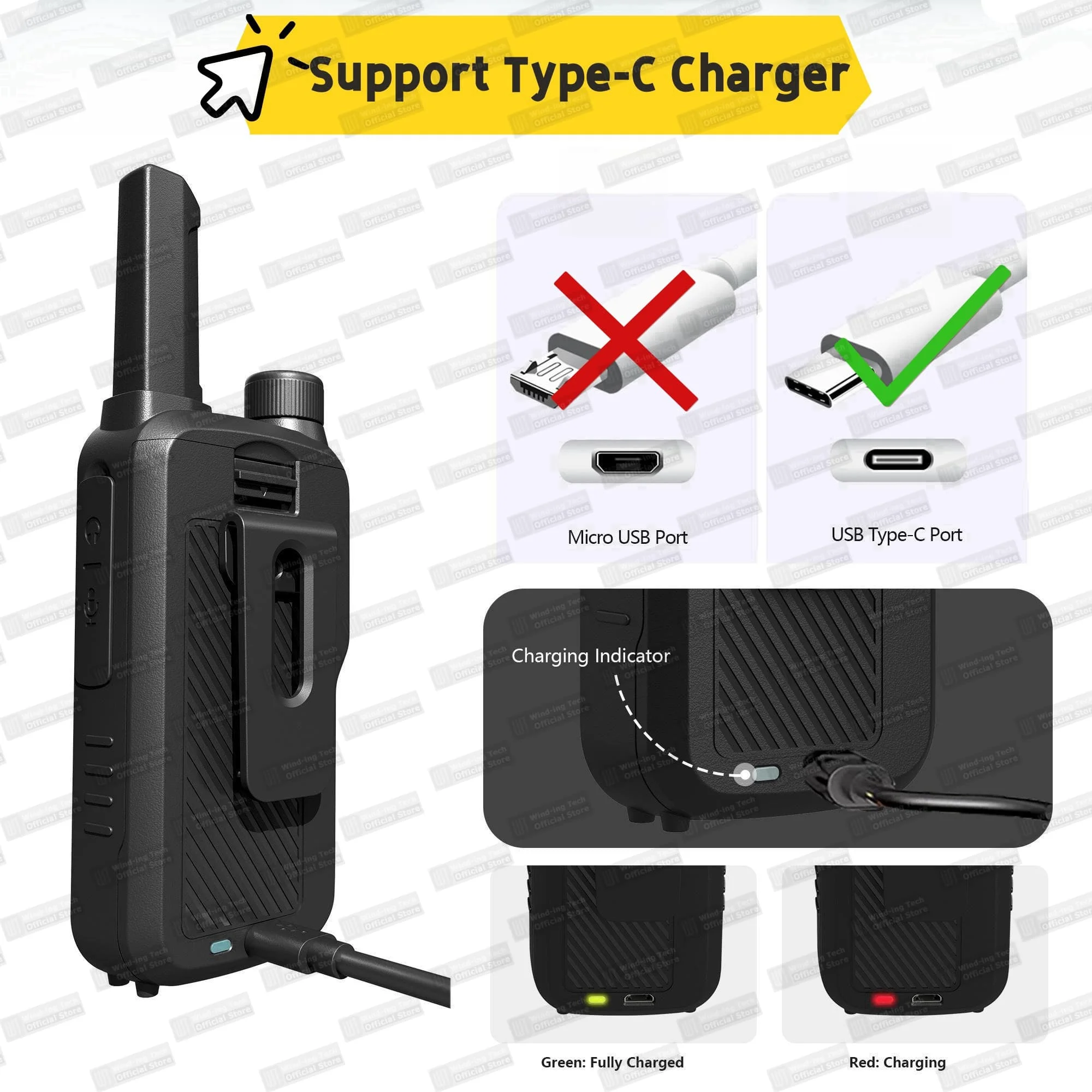 Baofeng T18 Mini Walkie Talkie PMR446 Radio Long Range Rechargable Type-C BF-T18 Portable Kids Two Way Radio Suitable for Team