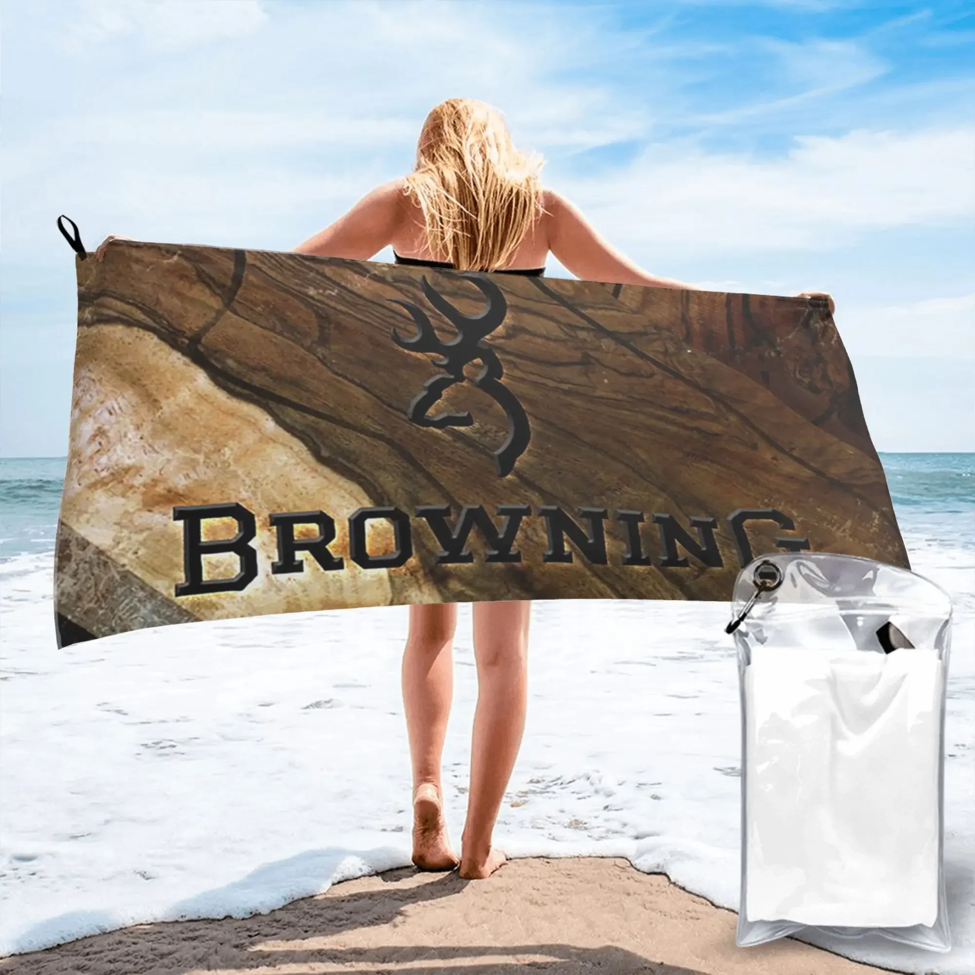 

B-Browning Logo Beach Towel Soft Microfiber Quick Dry Absorbent Quick Towels For Bath