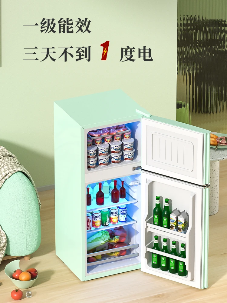 NAN JI REN Retro ประตูตู้เย็นบ้านประหยัดพลังงานประหยัดพลังงาน58L Electroplated Silver Door Handle Black Mini ตู้เย็น