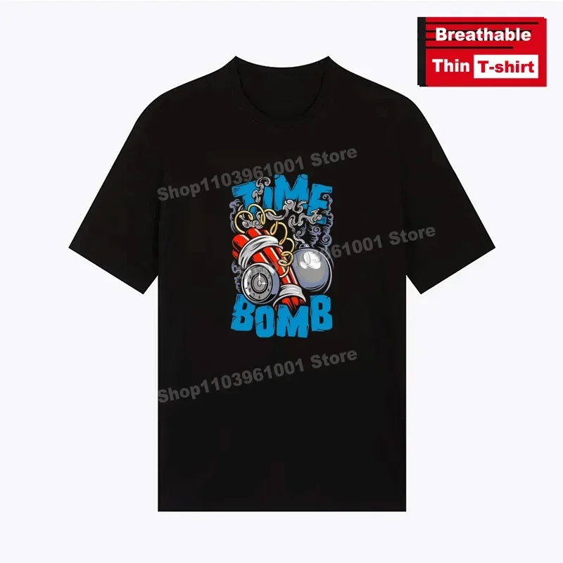 

Breathable Thin T-Shirt "TIME BOMB" Print Shirts Tops y2k Harajuku Hip Hop Casual Men's/Women's Street Short Sleeve Tees
