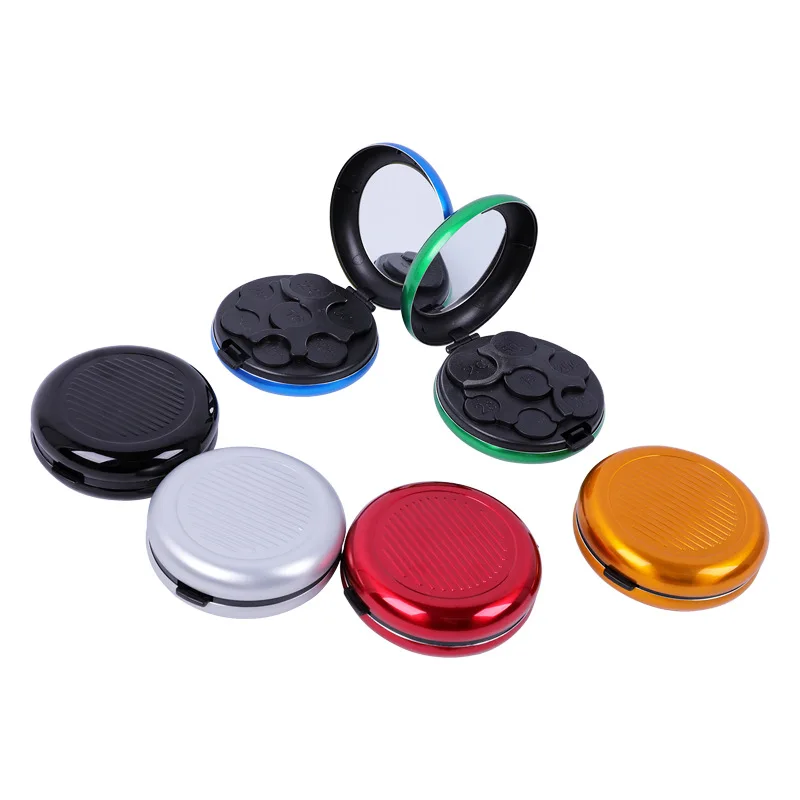 Round Coin Dispenser Storage Coins Purse Wallet Holders Storage Box Aluminum Alloy Plastic Coins Purse Wallet Holders w/Mirror