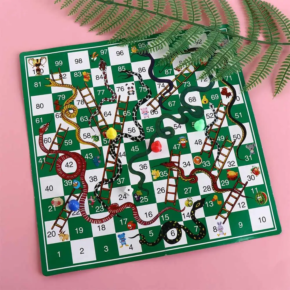 Interesting Flying Chess Board Snake Ladder Toys Family Board Game Portable Plastic Educational Toy for Children