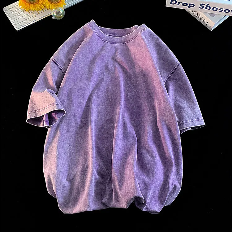 Qualität Übergroßen Säure Gewaschen Y2K T Shirt männer Vintage T-shirts Streetwear Mineral Waschen T-shirts junge Lose Luxus Marke Tops