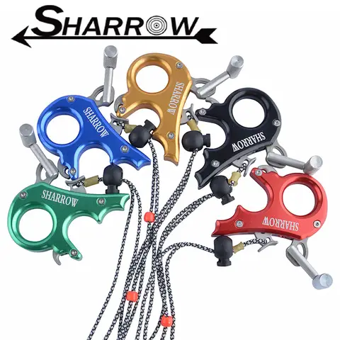 Archery Release Aid Aluminium Alloy 3 Fingers Manual Closing Compound Bow Thumb Trigger for Shooting Hunting Accessories