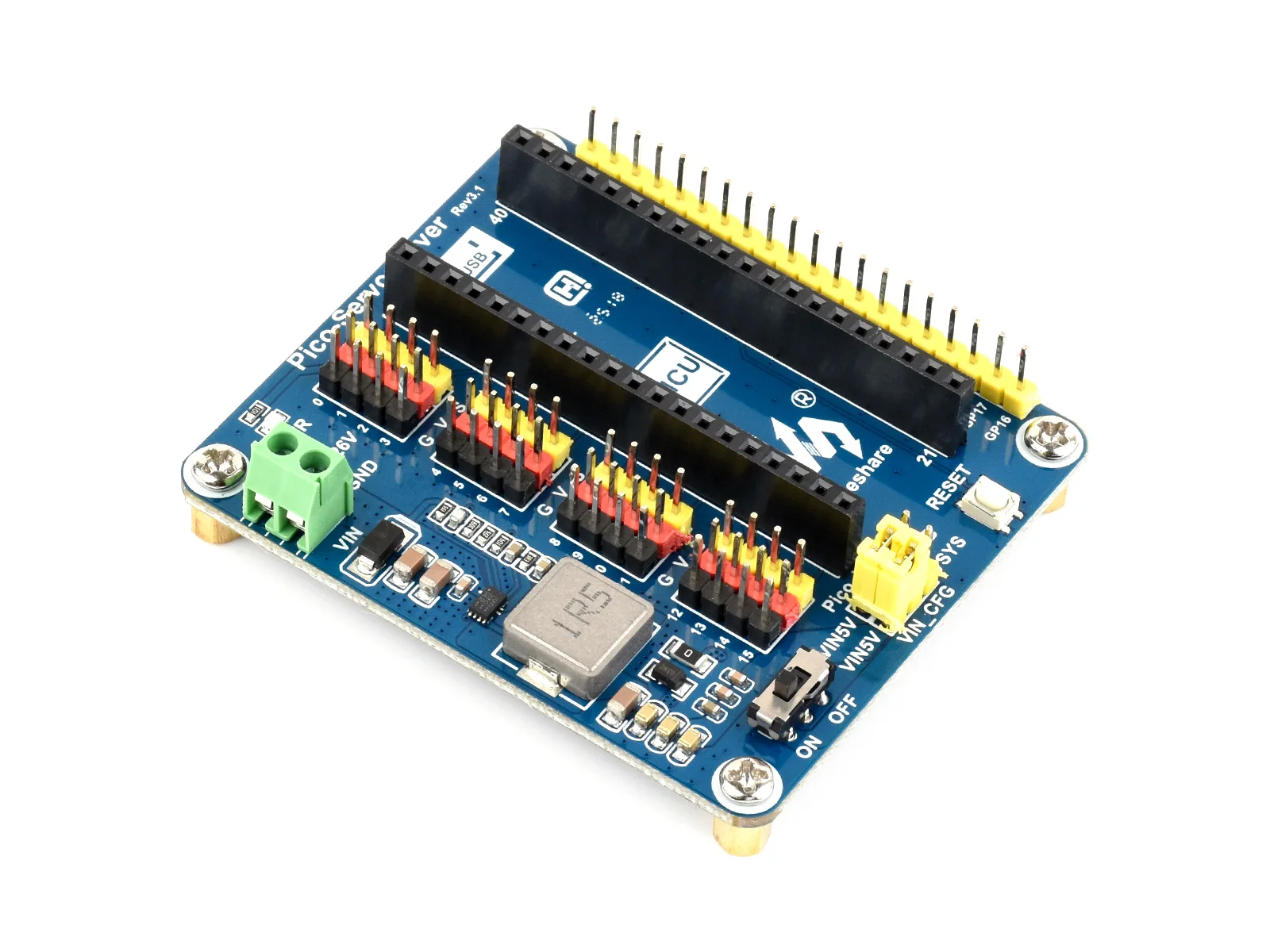 Servo Driver Module for Raspberry Pi Pico 16 Channel 16 Bit Resolution PWM Output Compatible with Arduino UNO Nano SeeedStudio