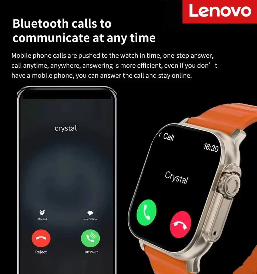Lenovo T900 Ultra Smart Watch Men 49mm Series 9 AMOLED Screen NFC Compass Waterproof For Apple Watch IWO Ultra 9 Wholesale 2026