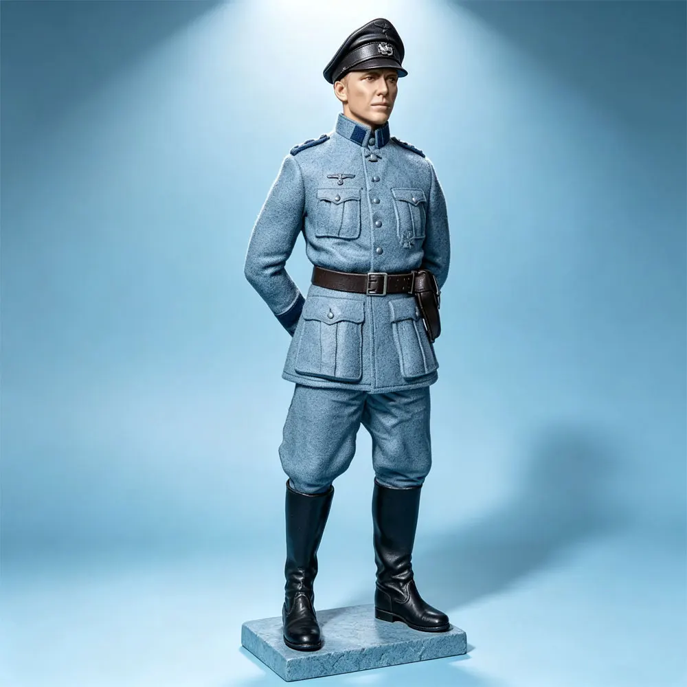 1/24/12/6 Retro WWII Officer Standing Pose Full-Body Statue, GK Mini 3D Printed Grey Model Doll DIY Doll Model, Uncolored