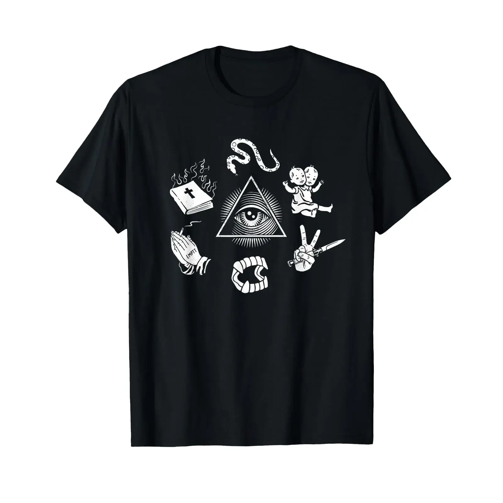 Occult Strangeness With All Seeing Eye T Shirt vintage Washed fashion Top For Everyday Wear Unisex designer clothes Stretched