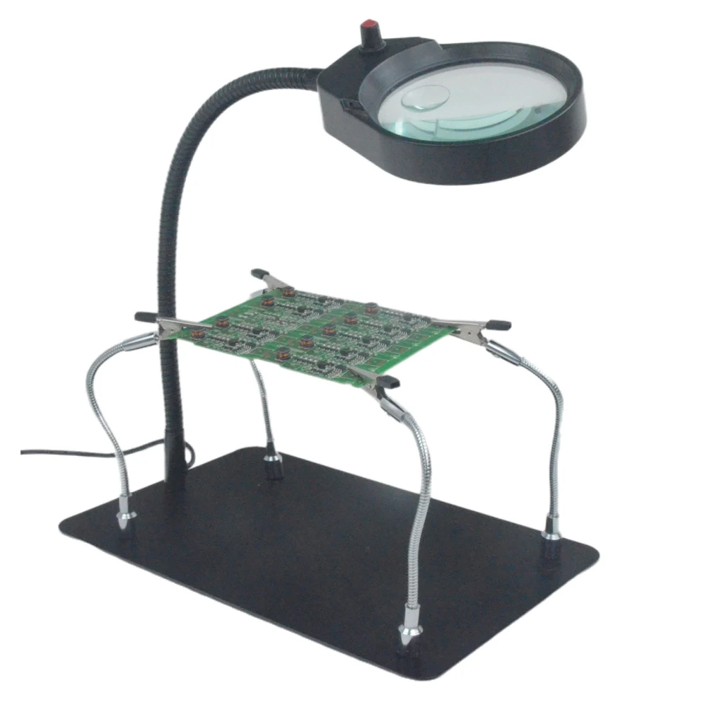 

2 в 1 38 шт. светодиодная лампа с увеличительным стеклом, настольная лампа с гибким кронштейном, лупа с бесступенчатым затемнением для ремонта часов с печатной платой