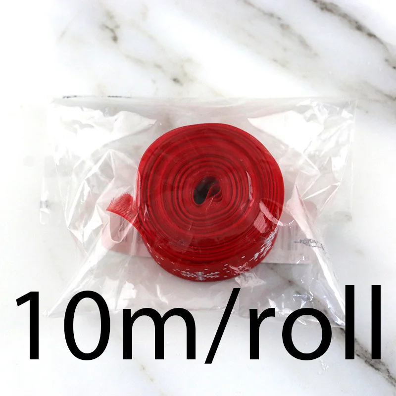 (10 Meters/roll) 25mm Red Organza Christmas Snowflake Ribbon Handmade Gift Packaging DIY Holiday Party Decoration Lace