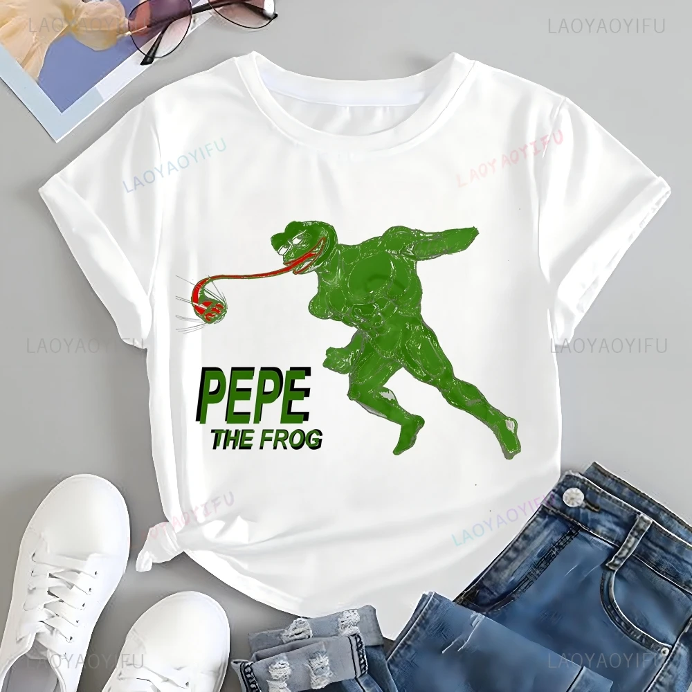 Fun Pepe Frog Frog Print T-shirt Top Pepe Frog Neutral Trend Harajuku Short Sleeve Unisex Shirt Graphic Large T-shirt