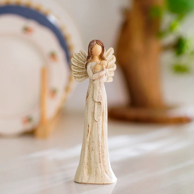 Vintage Angel Art Resin Handmade Statue Home Decor Desktop Ornament