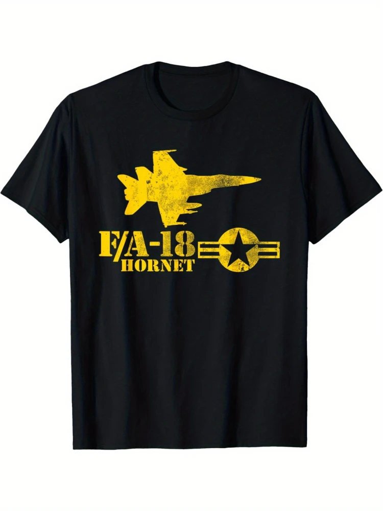 

Fighter Jet F/ A-18 Hornet design-100% summer casual O-neck short sleeve printed men's T-shirt.