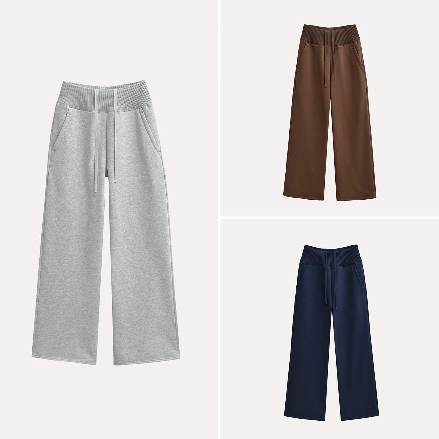 

2025 Winter New Faionable Knitted Fce Lined Wide Leg Pants Women's Sle Personali Mosaic Casual Trousers