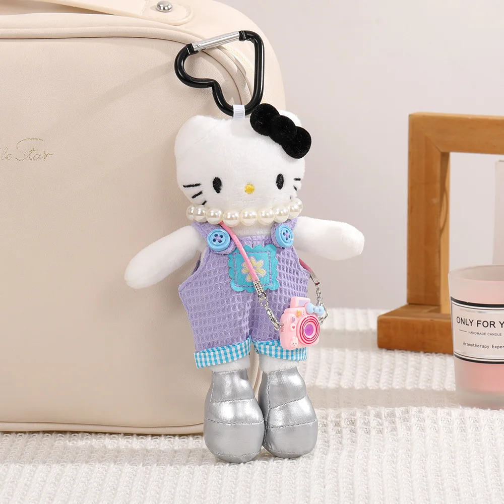 Hello Kitty lange benen pluche pop hanger schattig gradiënt blauw pluizig speelgoed sleutelhanger meisje rugzak decoratie cadeau