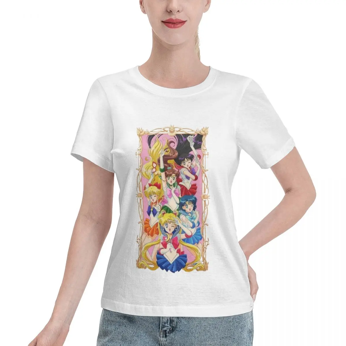 

Sailor Moon Luxury T Shirts for Women's Summer Print Shirt Cotton High Quality Clothing Streetwear