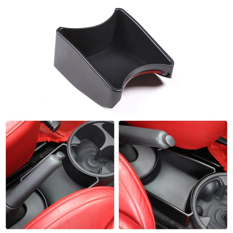 

For Fiat 500 2011-2015 Black Organize Storage Box Car Handbrake Multifunctional Storage Box Central Control Tidying Tray