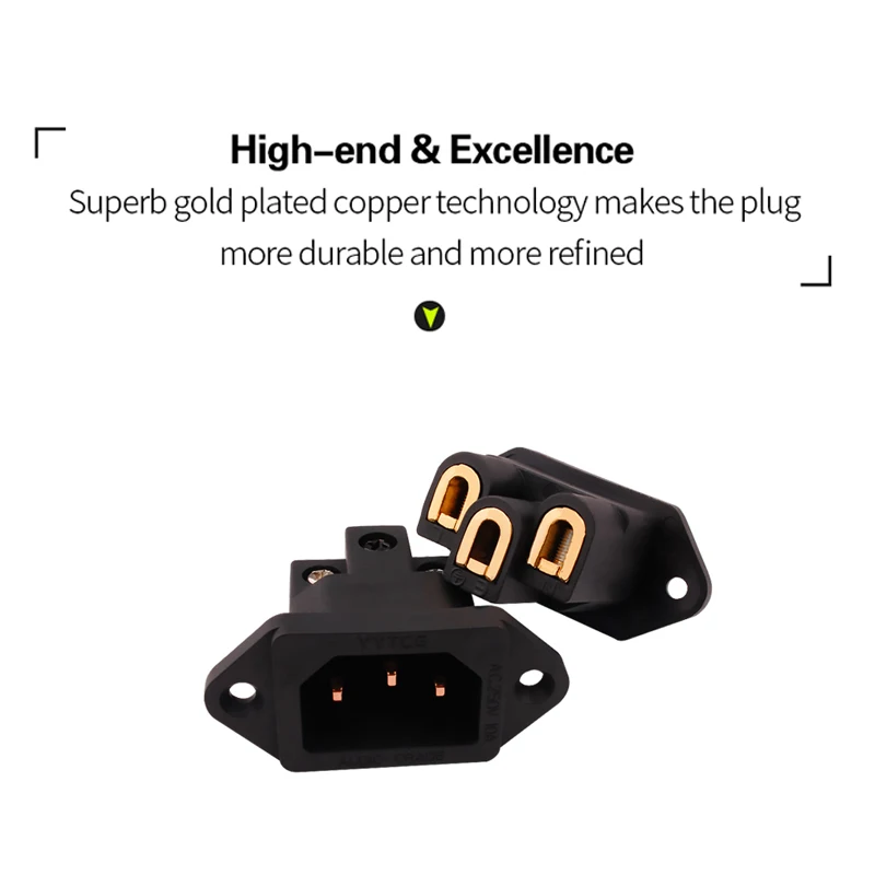 YYTCG 4pcs Hi-end DIY HIFI สีแดงบริสุทธิ์ทองแดงชุบโรเดียม US ปลั๊ก IEC inlet Power AC 250V 10A