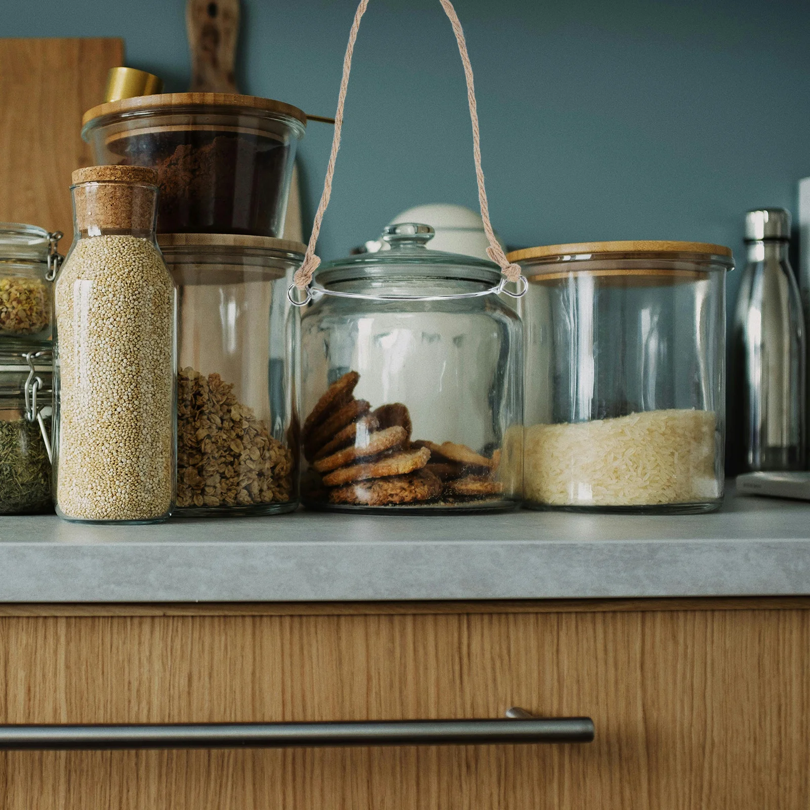 

5pcs Metal Ring Burlap Handle For Glass Jars Wide Mouth Canning Jar Hooks Rustic Hanging Wire Hanger Diy Lamp Holder Jar