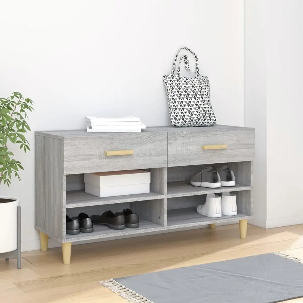 Stylish Grey Sonoma Shoe Cabinet 102x35x55 cm - Durable Engineered Wood Storage Solution