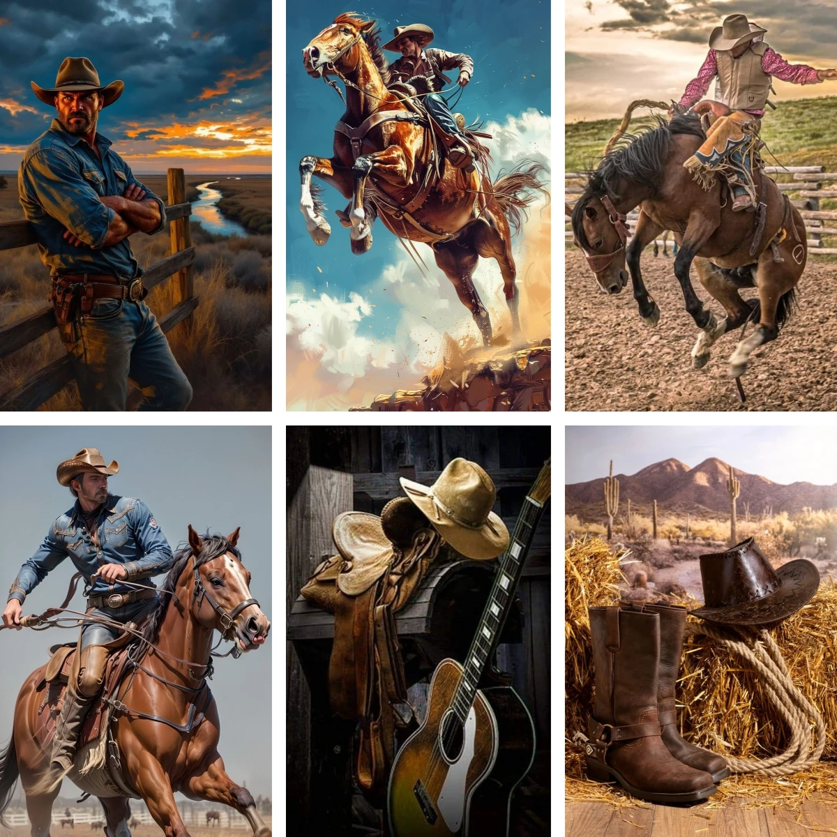 Cowboy Riding DIY 5D Diamond Painting by Number Kits Full Drill Gem Art Paint with Embroidery Pictures Crafts Living Room Decor