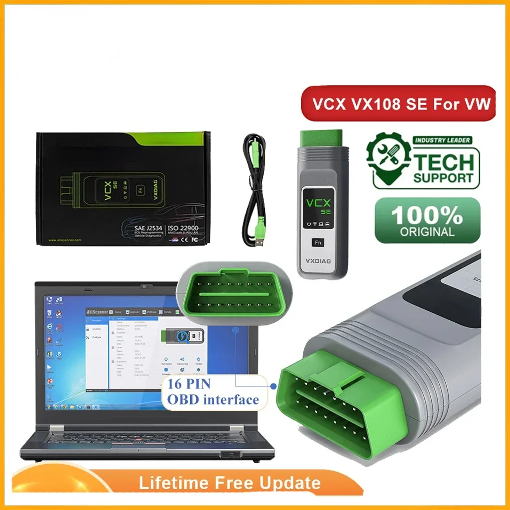 VCX SE VX108 For V-W 6154A ECU Coding J2534 Programming OBD2 Scanner Full System Diagnostic Tools Coding Free Update