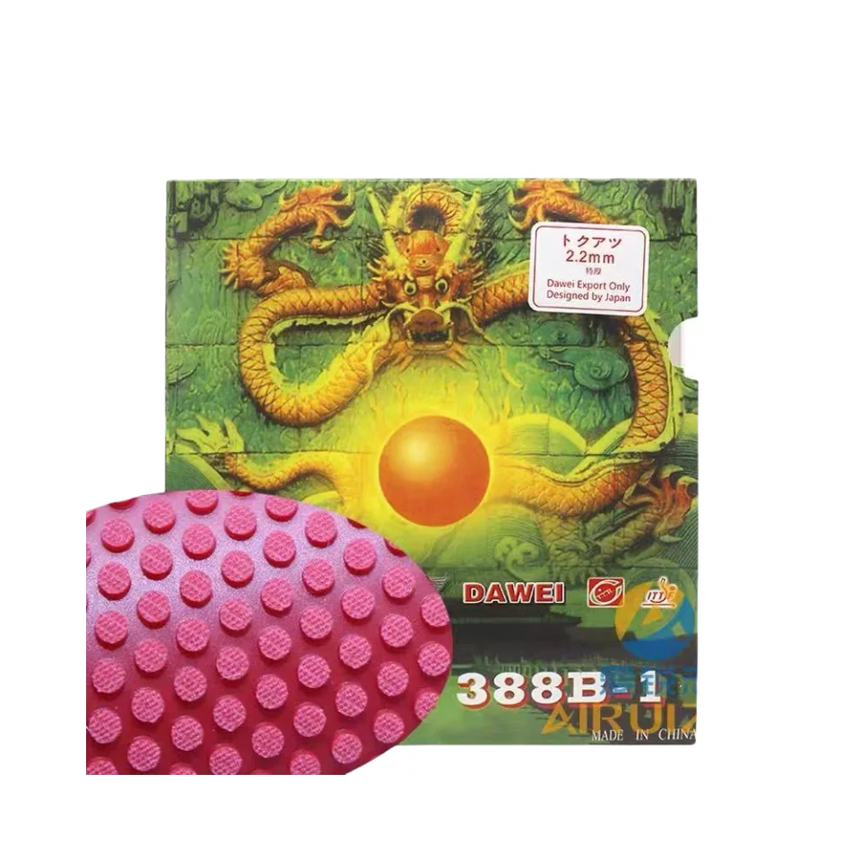 Dawei 388B-1 Out/Orthodoxe Pips Tischtennis-Gummi-Spannung, schneller Angriff, Ping-Pong-Pips-in-Blatt, Rot, Schwarz