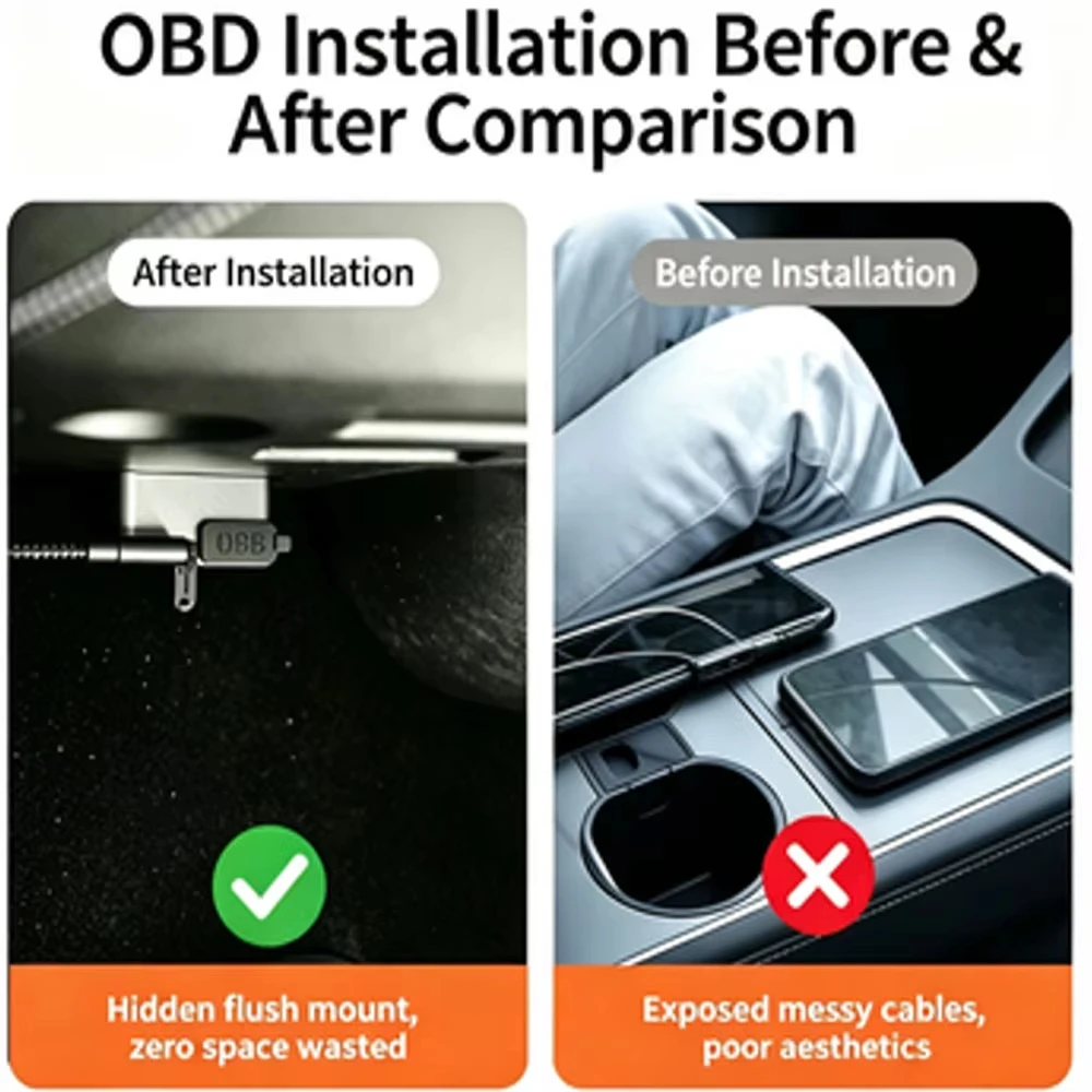 OBD Plug for Te-sla Car Model 3 Model Y  Obd2 Splitter Charger USB A Type C Fast Charger Adapter Vehicle OBD Adapter Charging