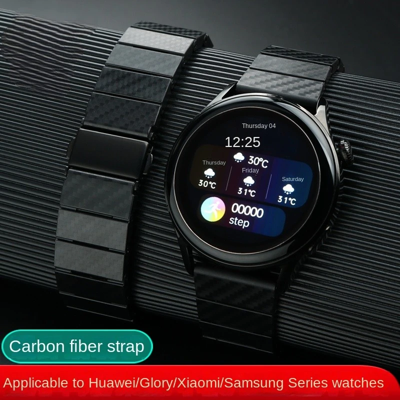 

Ремешок для Samsung Watch 4 Galaxy 3 Gear S3 xiaomi huawei GT/2e/3/Pro GT4, быстросъемный браслет из углеродного волокна для мужчин и женщин