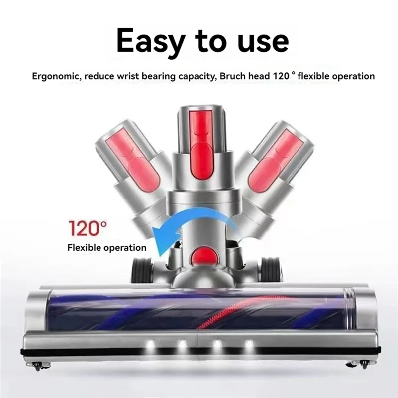 YCOC-For Dyson V15 V11 V10 V8 V7 Hardwood Floor Cordless Stick Vacuum Cleaners With LED Headlights Soft Roller Brush Head