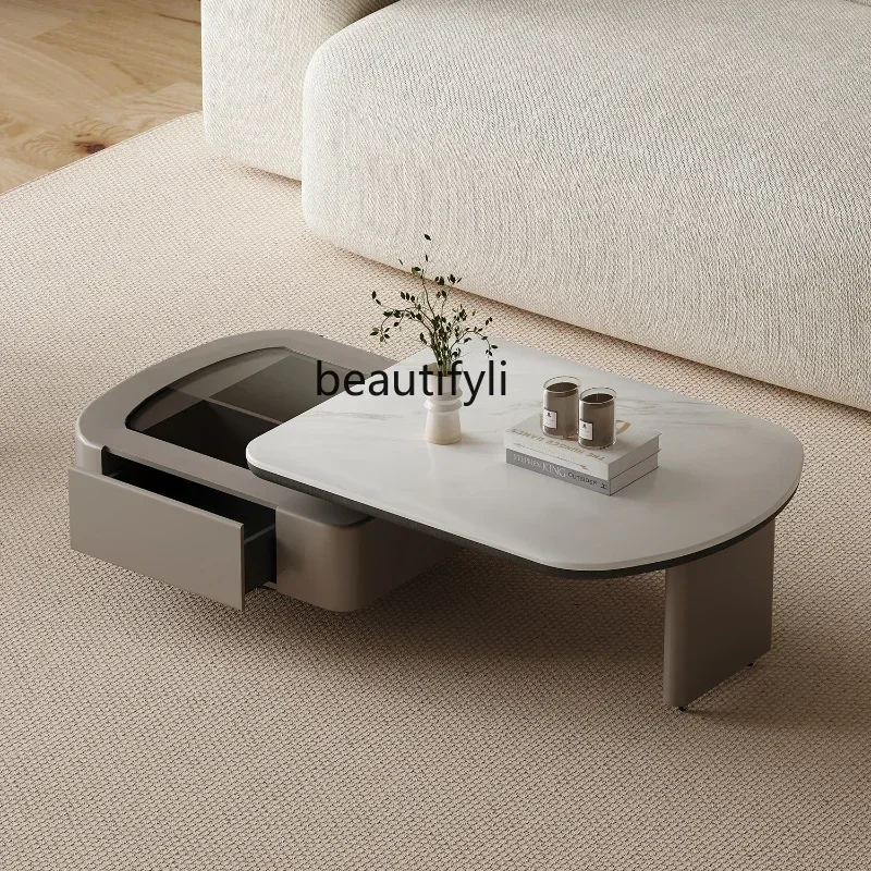 Silent Style Microlite Rotating Coffee Table Living Room Italian Minimalist Special-Shaped High Sense