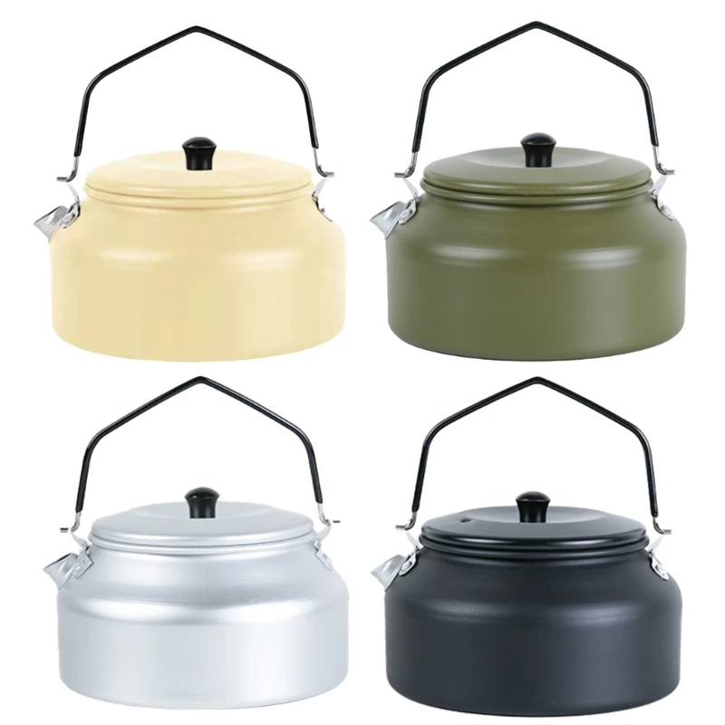 Aluminum Outdoor Hiking Kettle Pots Cookware 1100ml Camping Kettle Stovetop Whistling Teapot Camp Teas Coffee Pots