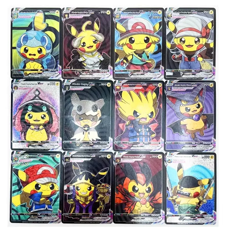 54Pcs/set Pokemon Flash Cards Pikachu Cosplay Kamado Nezuko Luffy Chopper Kujo Jotaro Deadpool Wolverine Game Collection Cards